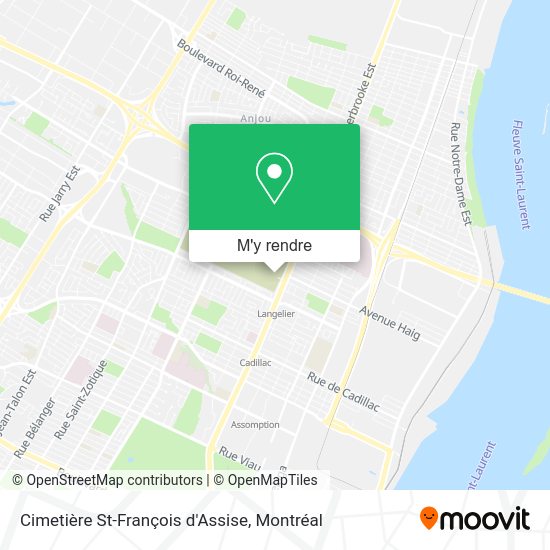 Comment aller à Cimetière StFrançois d'Assise à Montréal en métro ou bus