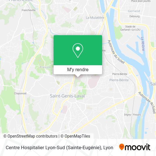Comment aller à Centre Hospitalier LyonSud (SainteEugénie) à SaintGenisLaval en bus, métro