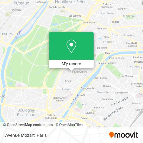 Comment aller à Avenue Mozart à Paris en métro, bus, RER, tram ou train