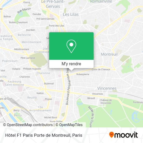 Les Défis De Voyager En France Avec Carte Hotel F1 Comment aller à Hôtel F1 Paris Porte de Montreuil à Bagnolet en Métro