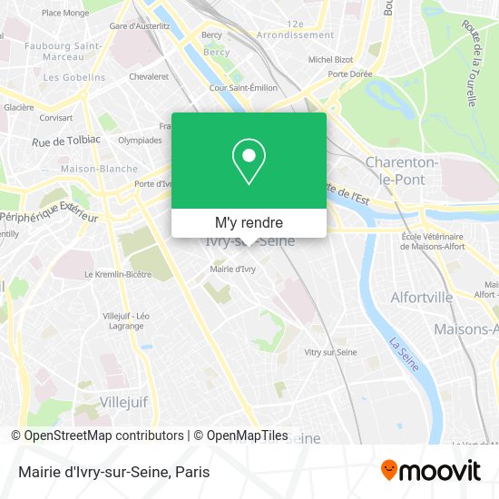 Comment aller à Mairie d'IvrysurSeine à IvrySurSeine en métro, bus