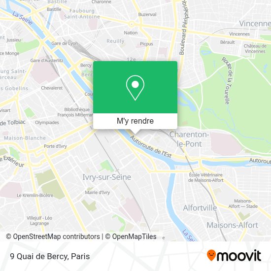 Comment aller à 9 Quai de Bercy à CharentonLePont en métro, bus, RER