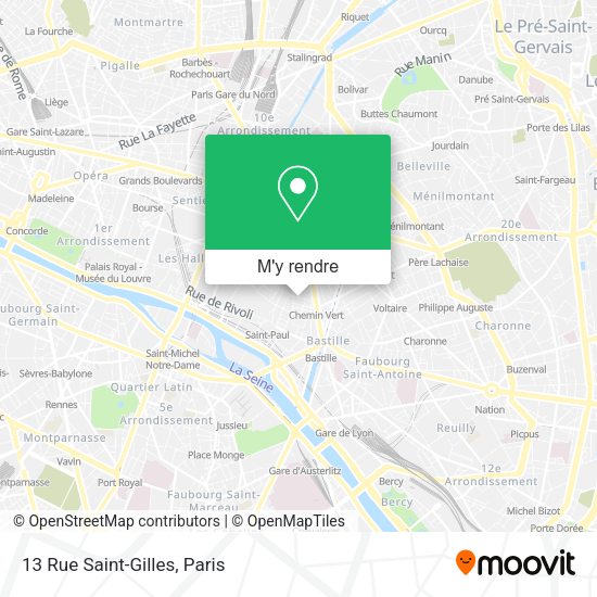 Comment aller à 13 Rue SaintGilles à Paris en métro ou bus