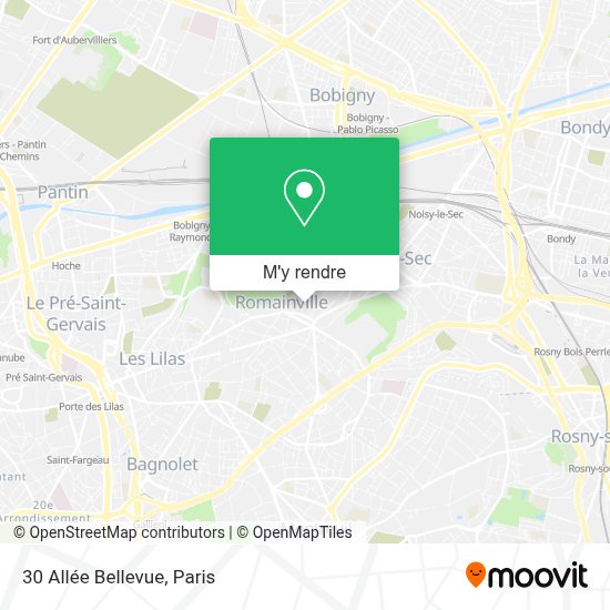 Comment aller à 30 Allée Bellevue à Romainville en Bus, Métro, Tram ou