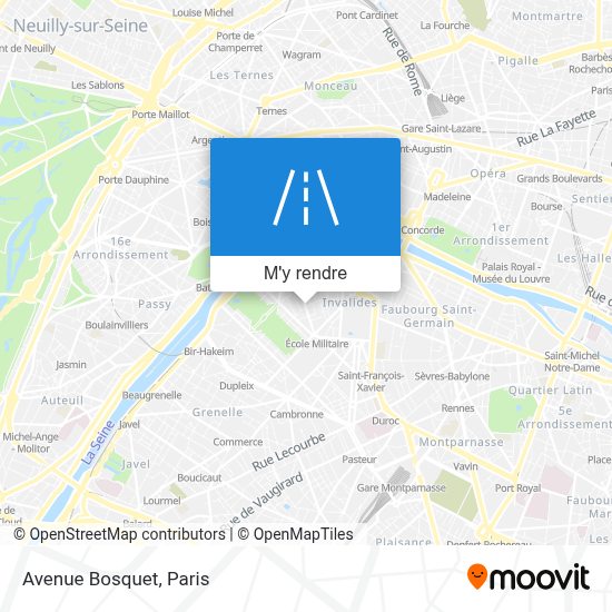 Comment aller à Avenue Bosquet, Paris en métro, bus, RER ou train?