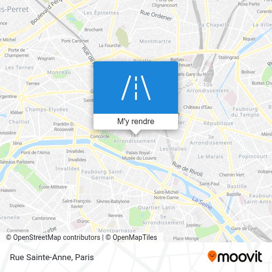 Comment aller à Rue SainteAnne, Paris en bus, métro, train, RER ou tram?