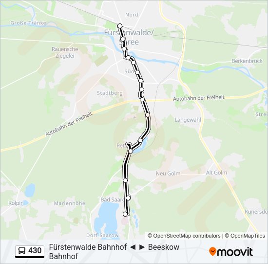 430 Route Fahrpläne, Haltestellen & Karten Bad Saarow Helios Klinikum