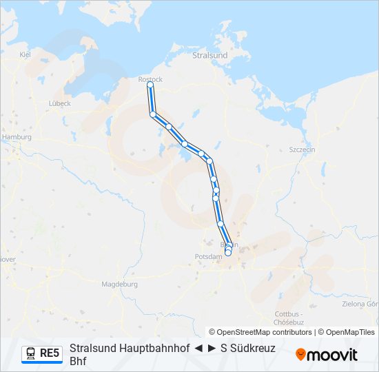re5 Route Fahrpläne, Haltestellen & Karten Rostock Hauptbahnhof