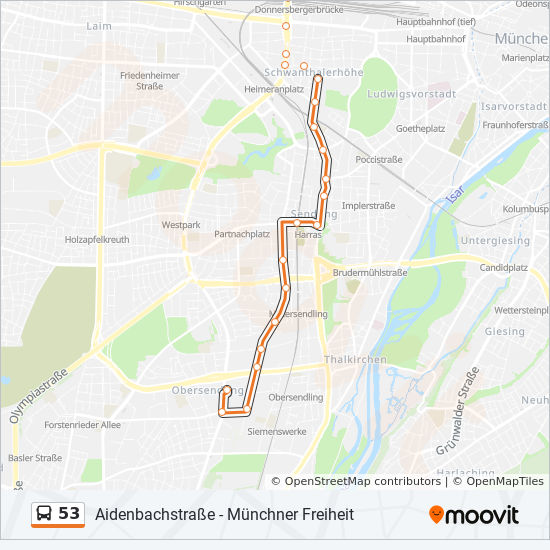 Bus 53 Route Map 53 Route: Schedules, Stops & Maps - Münchner Freiheit (Updated)