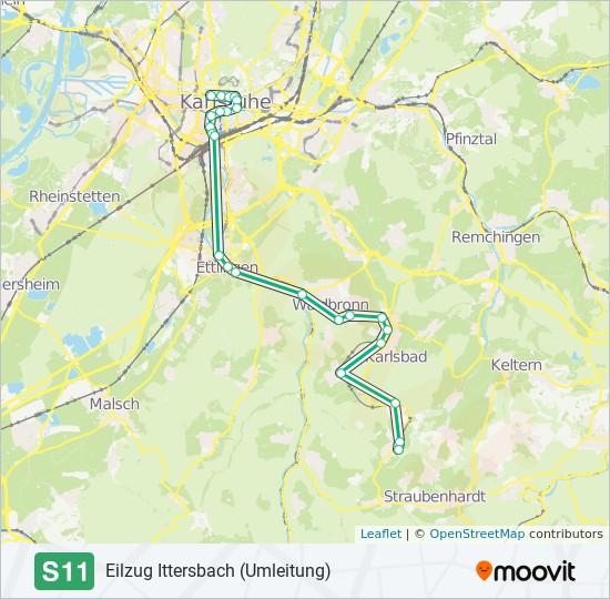 S11 Route Fahrpläne, Haltestellen & Karten Eilzug Ittersbach (Umleitung)