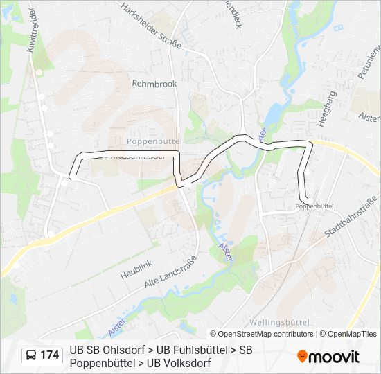 Plan Bus 174 Ratp 174 Route Fahrpläne, Haltestellen & Karten S Poppenbüttel