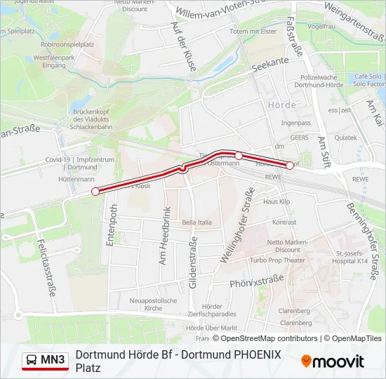 MN3 Route Schedules, Stops & Maps Dortmund Hörde Bf (Updated)