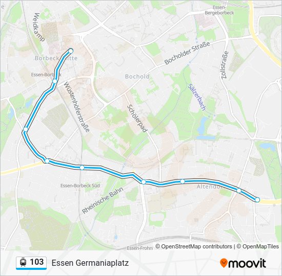 103 Route Fahrpläne, Haltestellen & Karten Essen Germaniaplatz