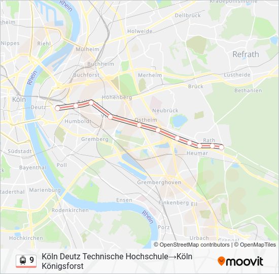 9 Route Fahrpläne, Haltestellen & Karten Köln Deutz Technische