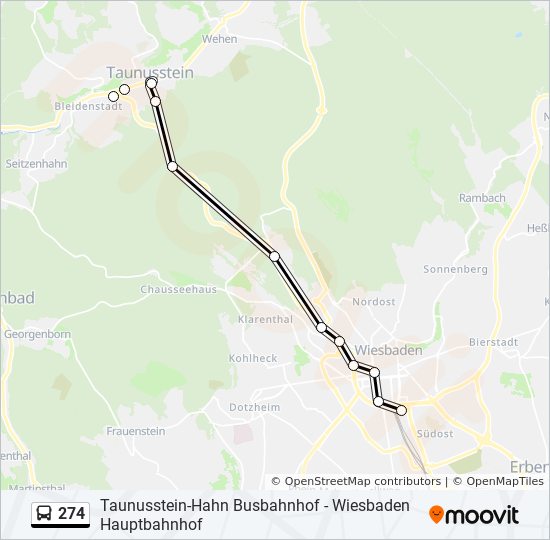 274 Route Fahrpläne, Haltestellen & Karten Wiesbaden Hauptbahnhof