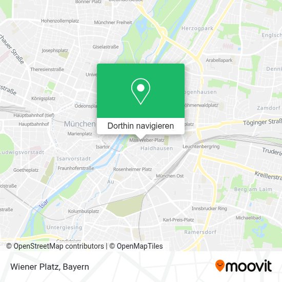 Wie komme ich zu dem Wiener Platz in Haidhausen mit dem Bus, der UBahn, der Bahn oder der SBahn?