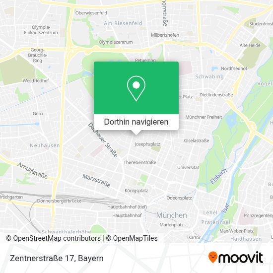 Wie komme ich zu Zentnerstraße 17 in Schwabing West mit