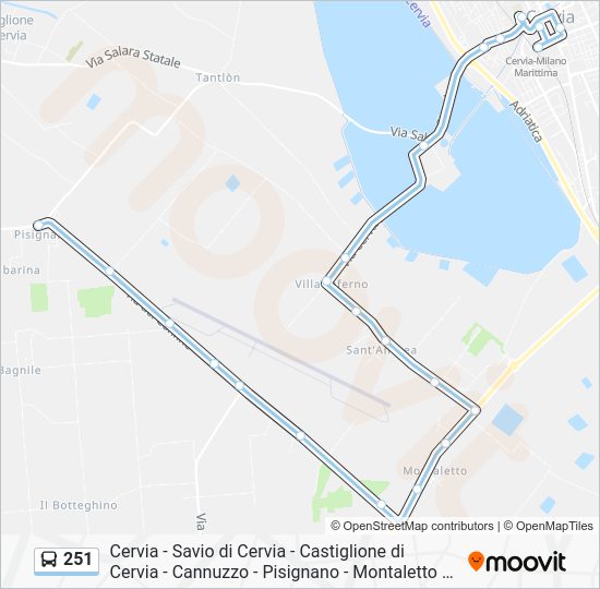 Bx28 Bus Route Map 251 Route: Schedules, Stops & Maps - Cervia Autostazione‎→Pisignano Scuola (Updated)