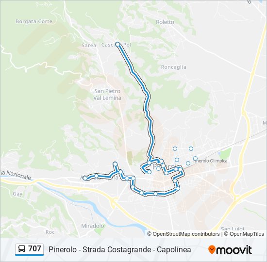 707 Route Schedules, Stops & Maps Pinerolo Strada Costagrande