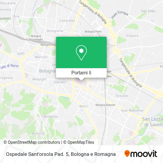 Come arrivare a Ospedale Sant'orsola Pad. 5 a Bologna con bus, treno o