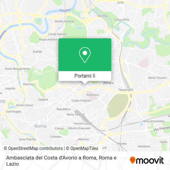 Come arrivare a Ambasciata del Costa d'Avorio a Roma con bus, metro o
