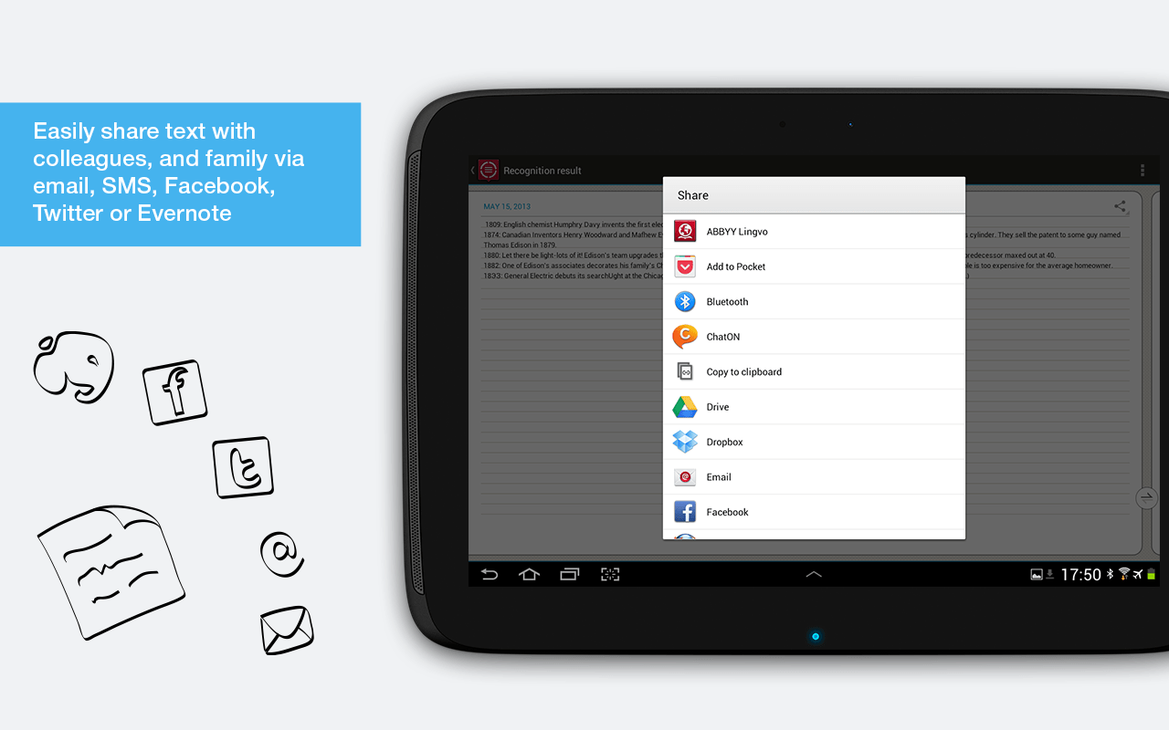 ABBYY TextGrabber + Translator Android Tablet English Evernote