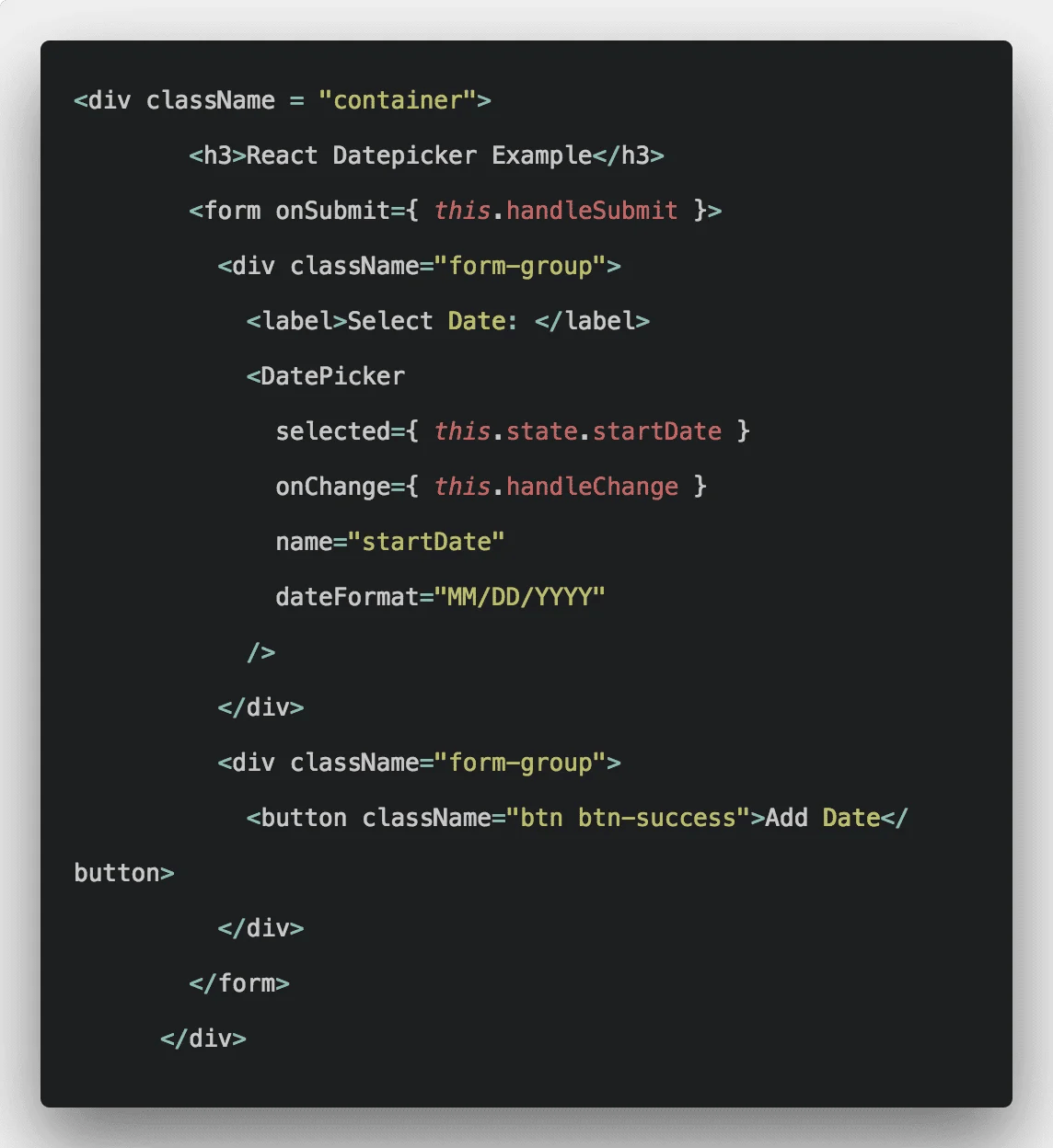 React Datepicker Example How To Use Datepicker In React