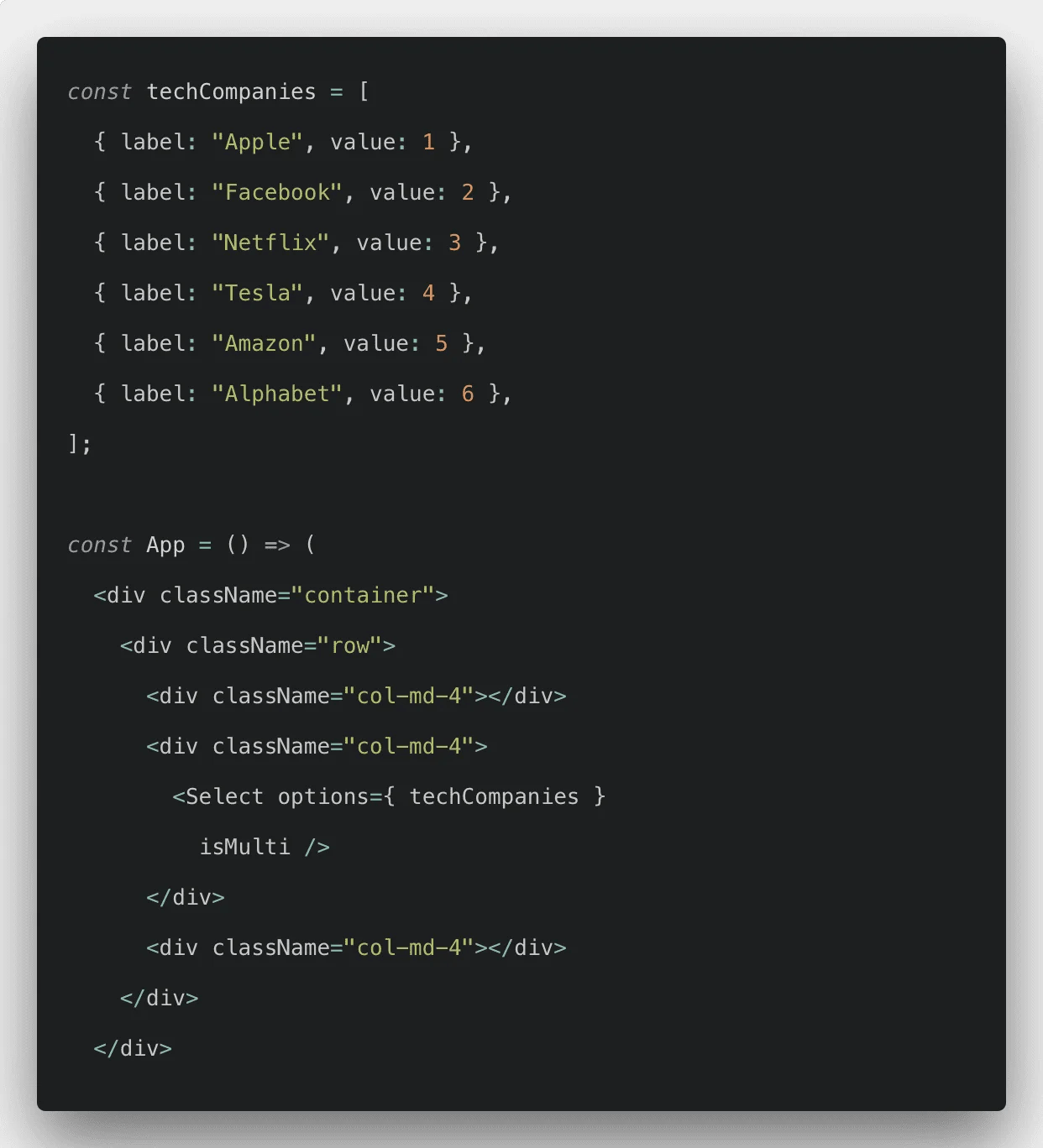 React Dropdown Select Tutorial with reactselect