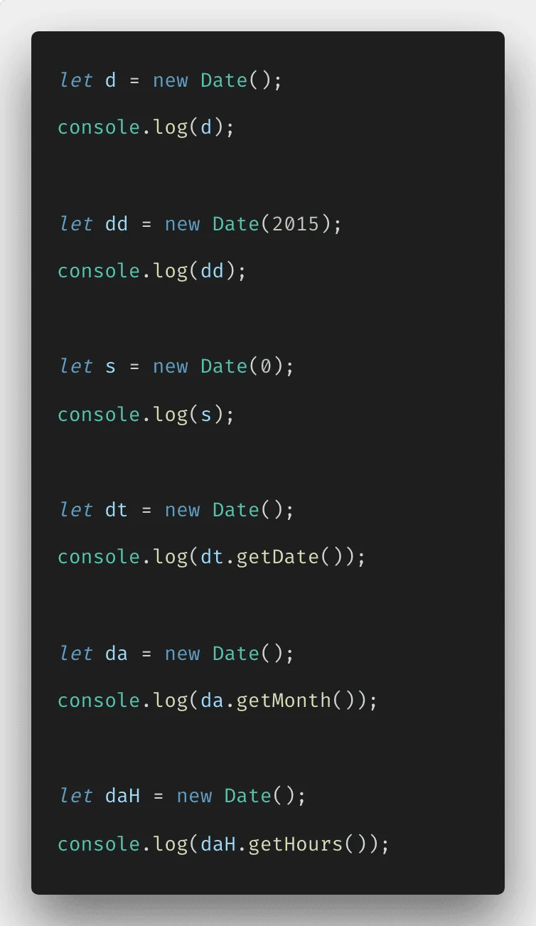Javascript Date Methods and Objects Example Tutorial