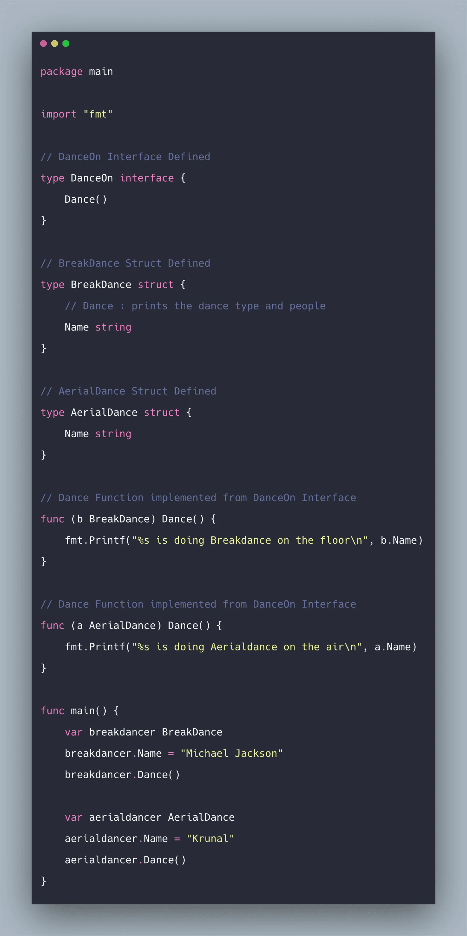Golang Interface Example Interface Implementation in Go