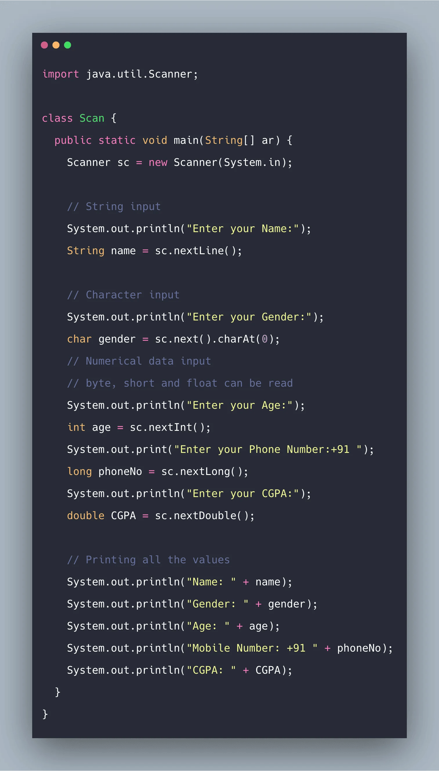Java Scanner Class Example Scanner Class in Java