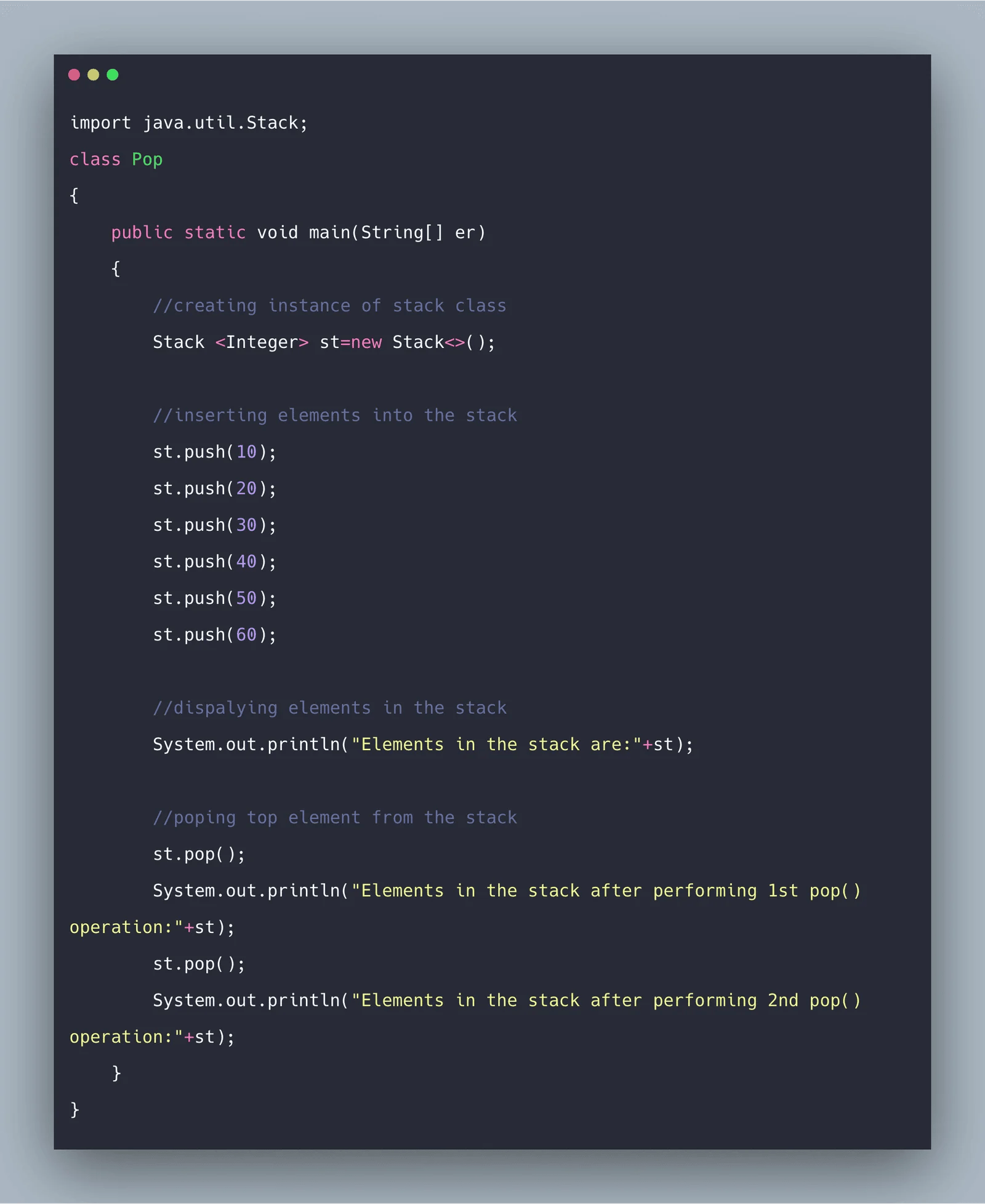 Stack Class in Java Tutorial Java Stack Class Example
