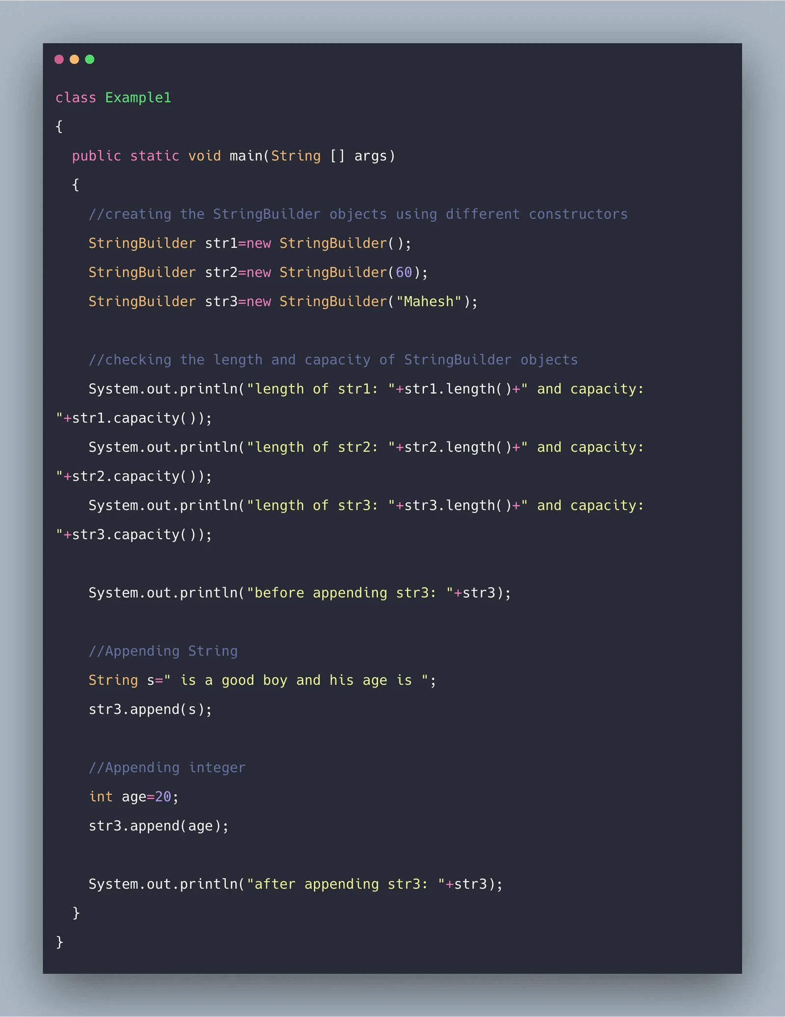StringBuilder Class in Java Example Java StringBuilder Class