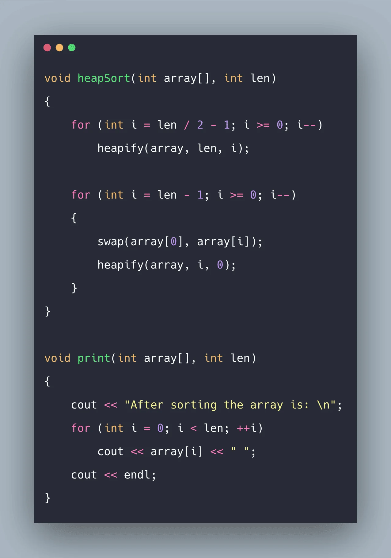 C++ Heap Sort Example Heap Sort Program In C++