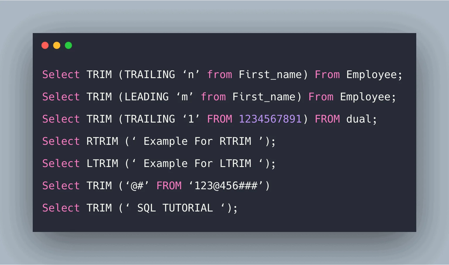 Trim Leading Sql Oracle at Vicki Boswell blog