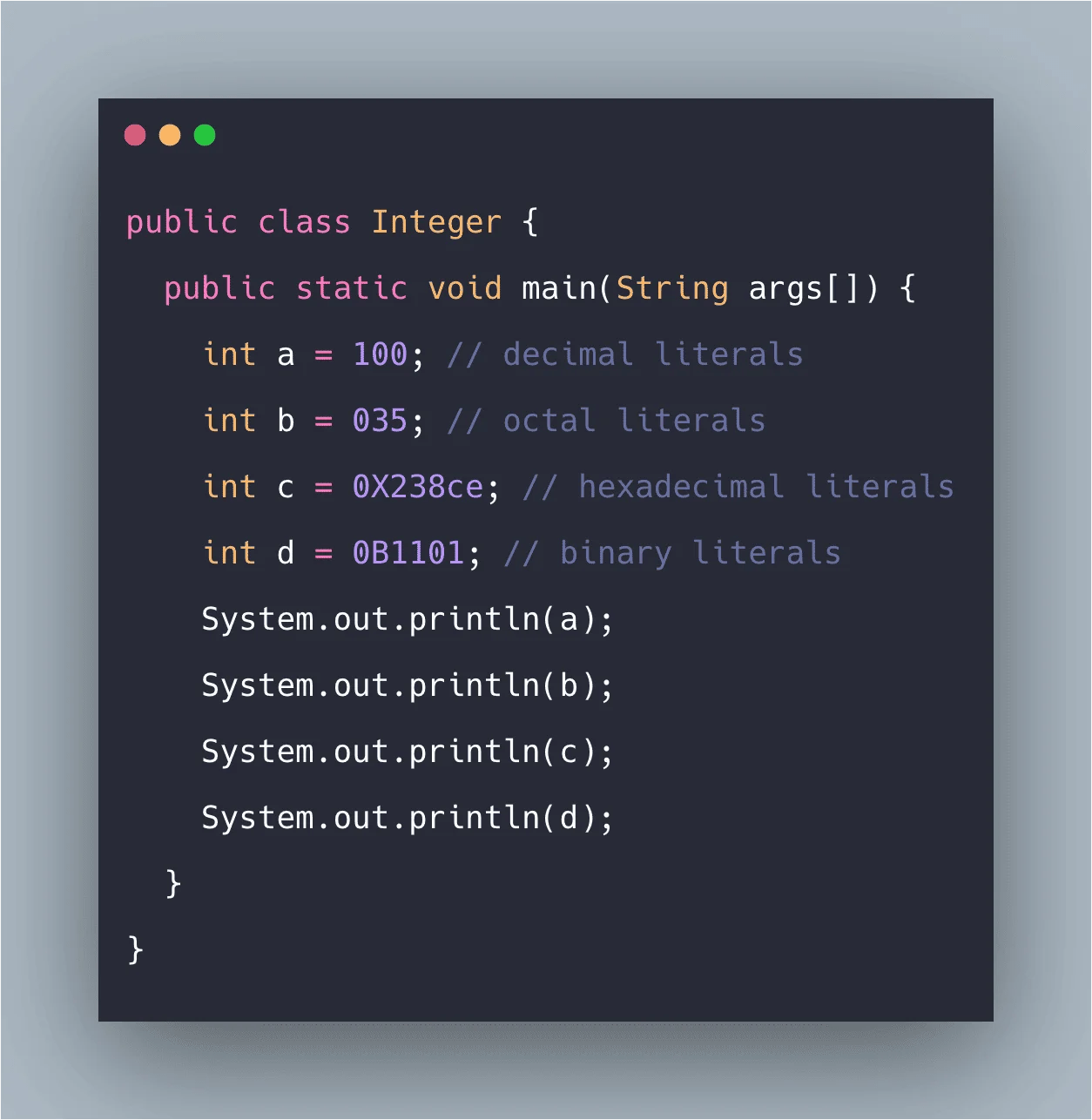 What are Literals in Java Java Literals Example