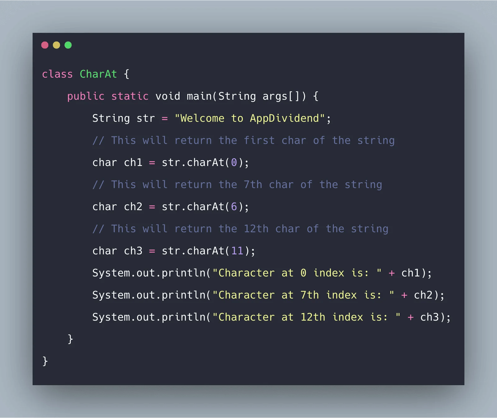 charAt() In Java Example Java String charAt() Method