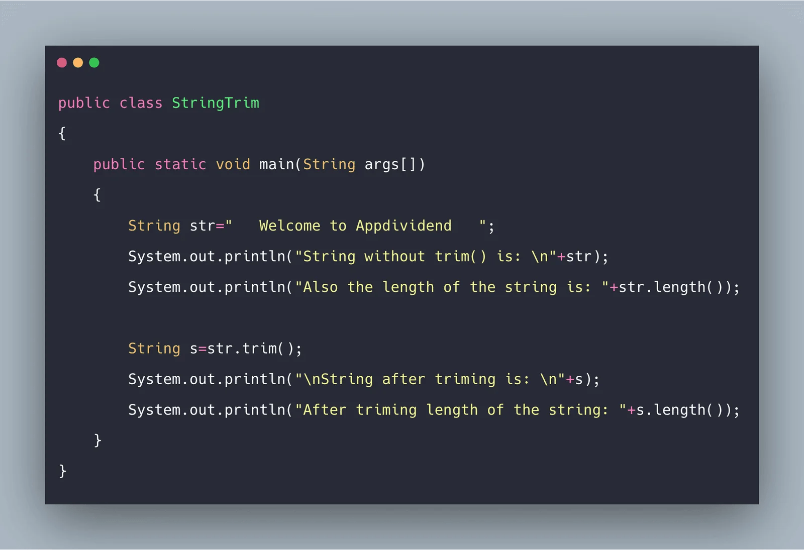 Java Trim String Examplee How To Trim String In Java