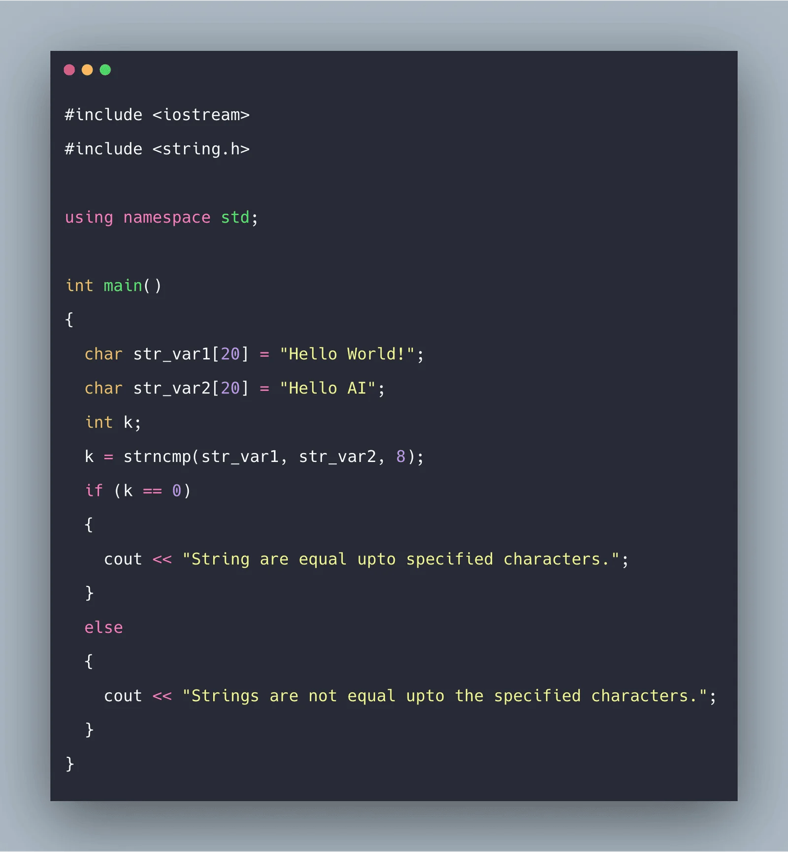 C++ strncmp() Function Example C++ Standard Library