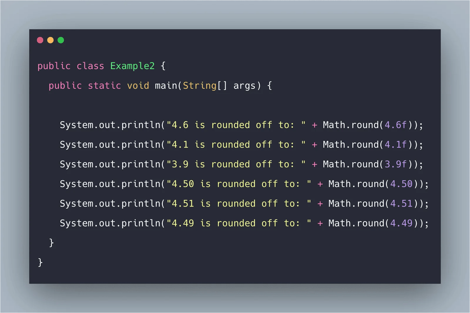 Java Math round() Function Example