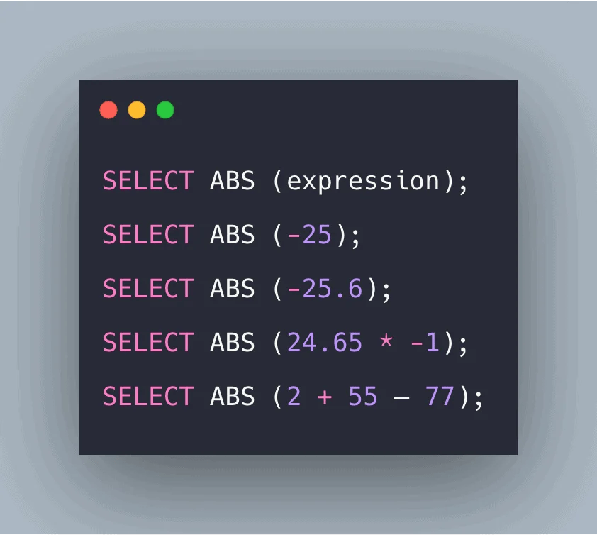 SQL ABS() Function Example ABS() in SQL