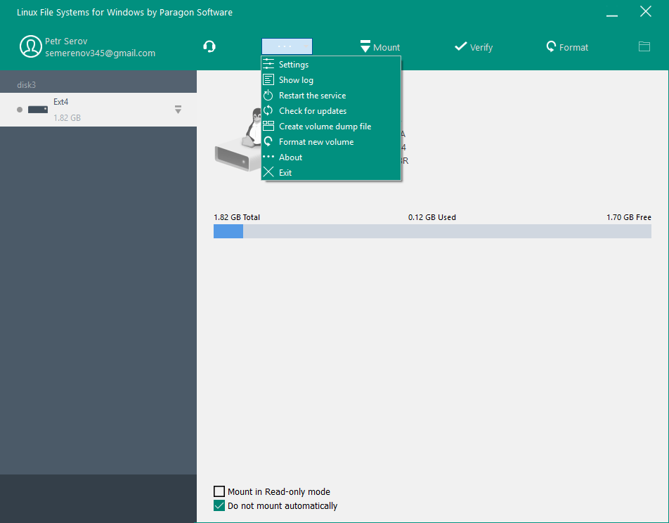 Paragon Linux File Systems for Windows AppDoze