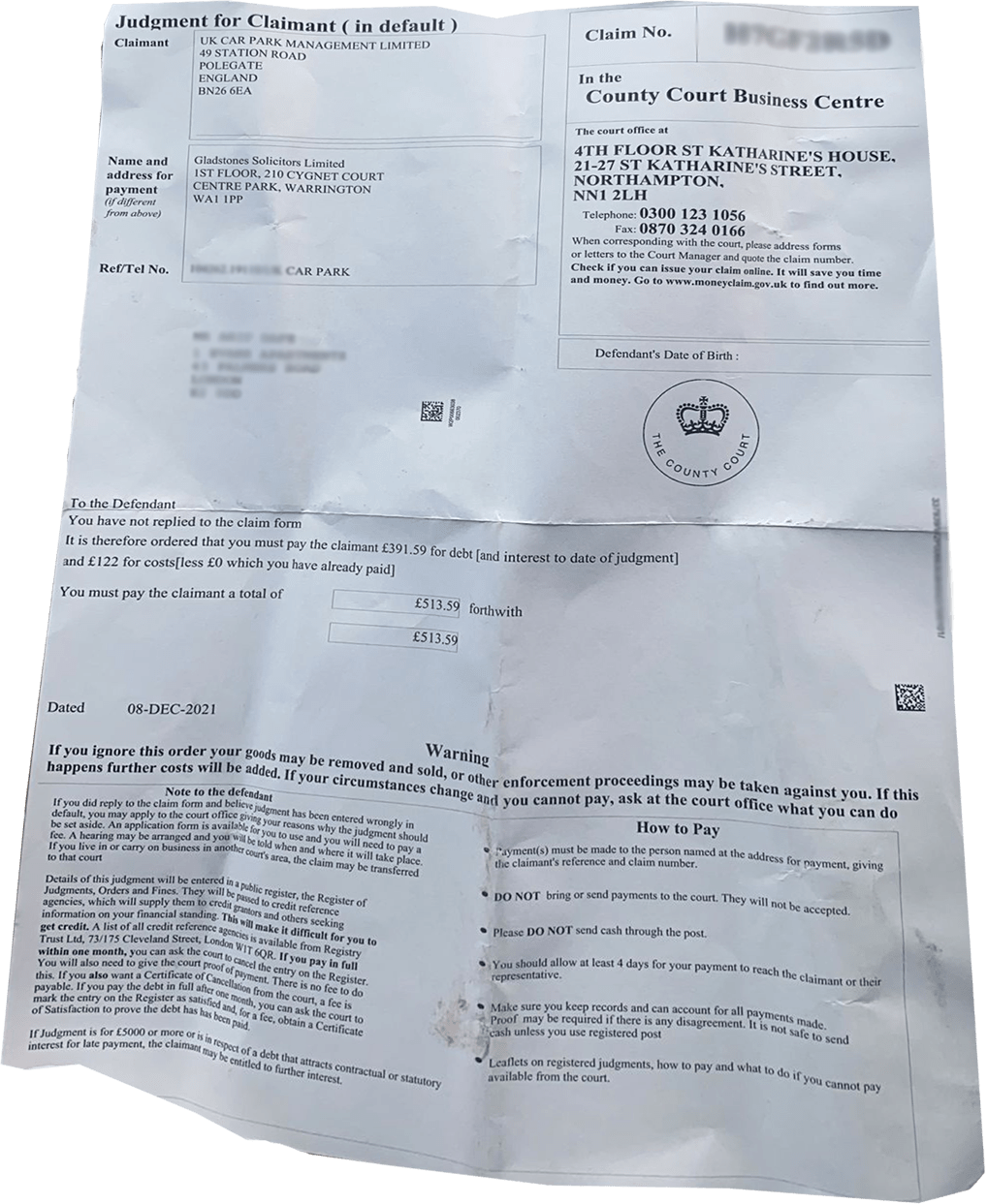 Parking Appeals CCJ Reversal Process