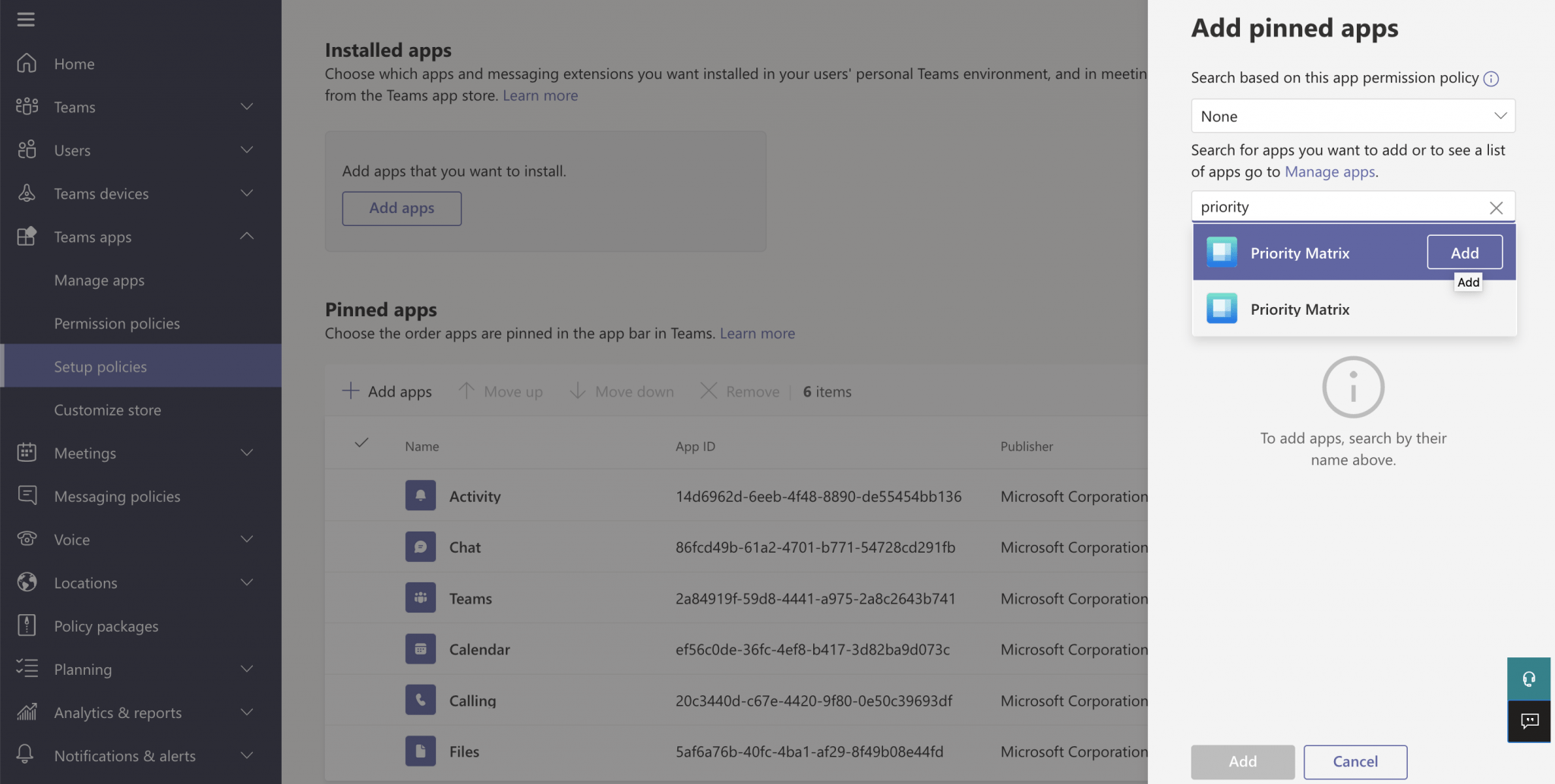 How to pin Priority Matrix for all Microsoft Teams users Priority