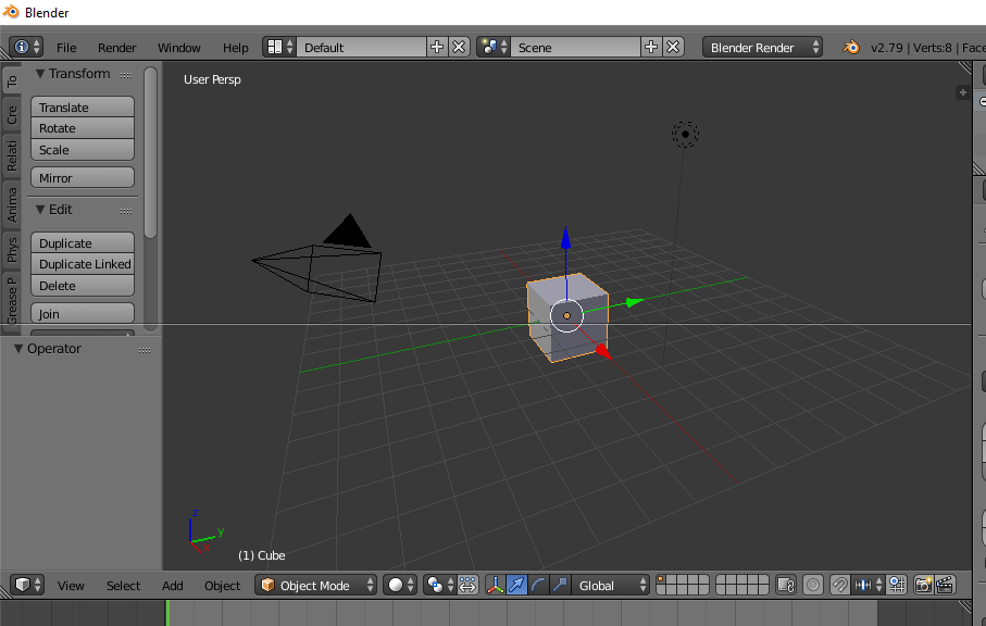 Área de trabajo en Blender. Tutoriales de aplicaciones y video juegos.