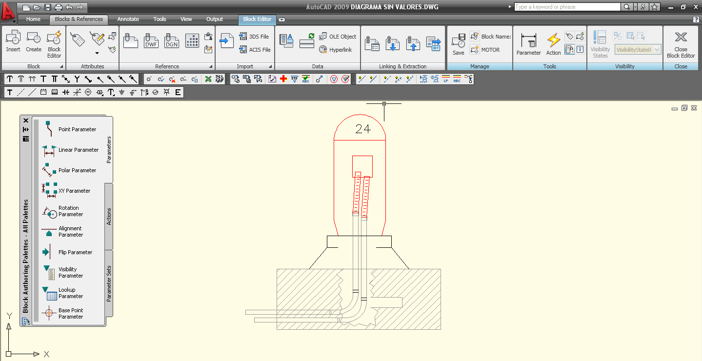 Editar bloques en Autocad , se Bloque en el origen.