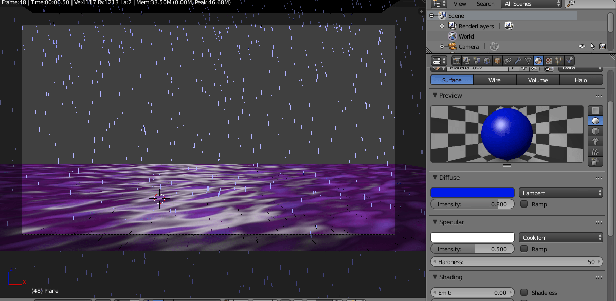 Blender, efecto de lluvia (rain effect).