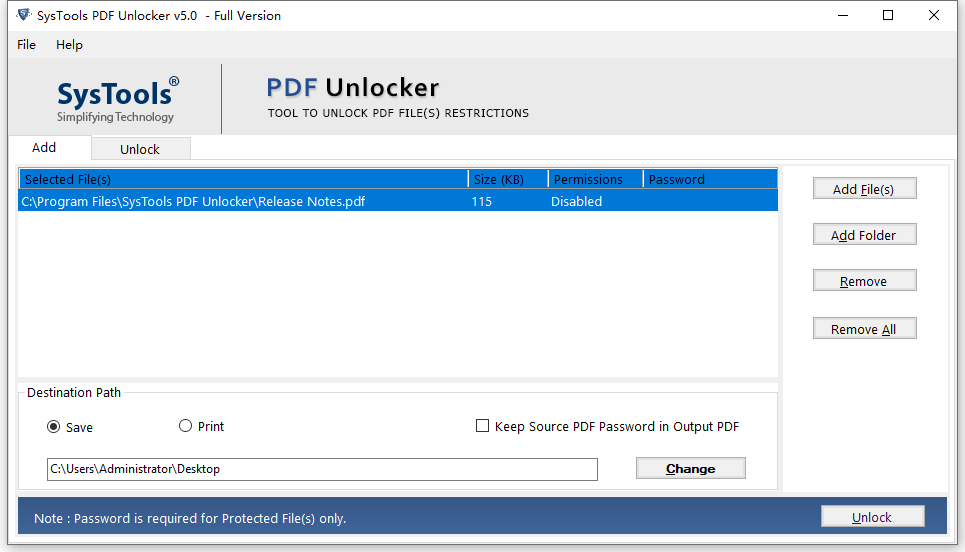 PDF文件解密软件 SysTools PDF Unlocker v5.3App热