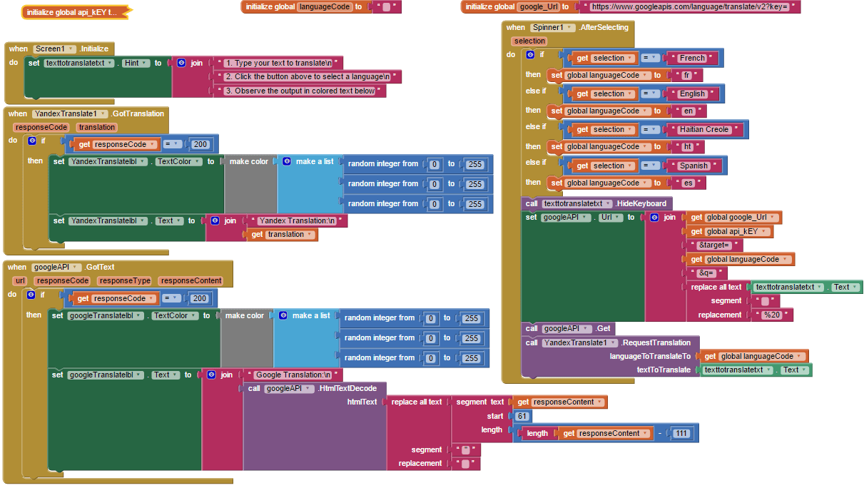 Google Translate API and App Inventor An Alternative to Yandex
