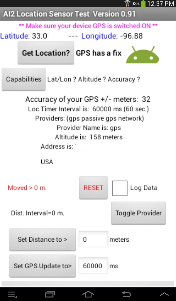 Exploring with the Location Sensor